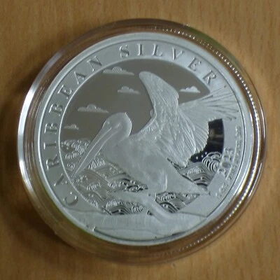 Barbados 1 dollar 1$ Pelican 2023 1 oz silver 99.9% silver coin, within capsule - Photo 1/4