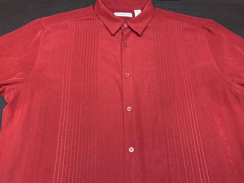 Chemise Cubavera Manches Courtes Pour Homme, Coupe Décontractée, Tissu Lin Et Rayonne, Motif Rayé Multicolore, Taille XL, état Excellent