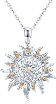 Sterling Silver Sunflower Pendant Jewelry - Summer Necklace for Women