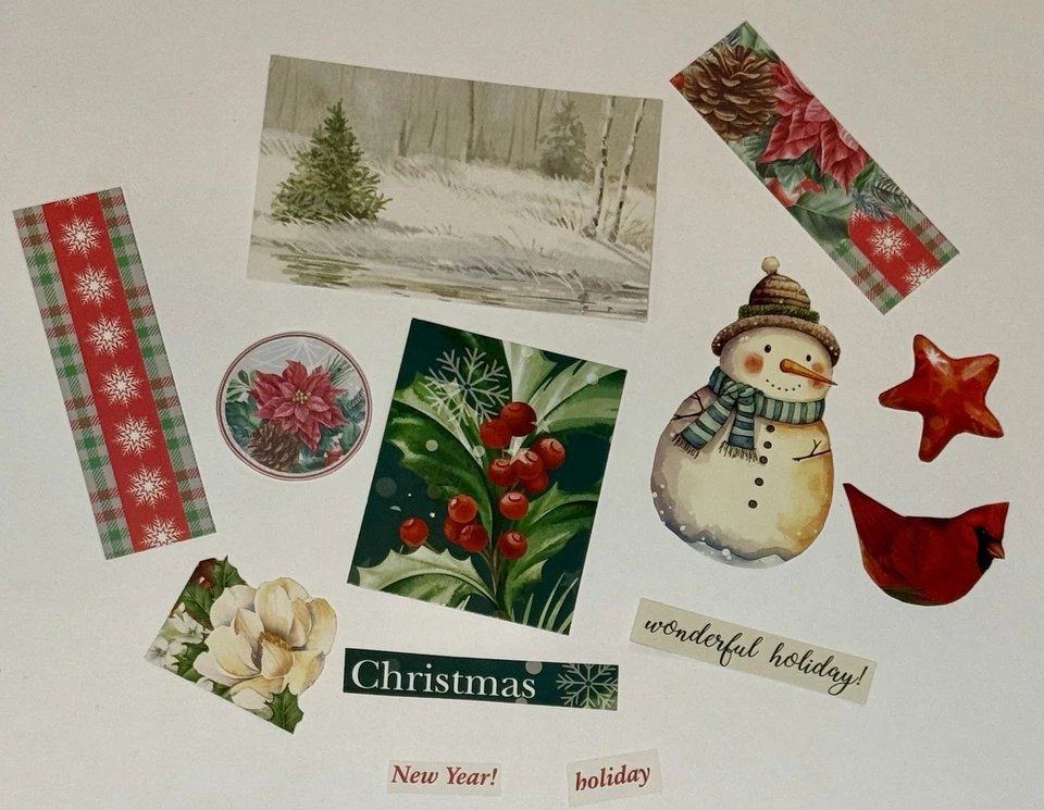 Recycled Christmas Holiday Themed Scrapbooking DIY Card Making Embellishments - Image 2 of 2