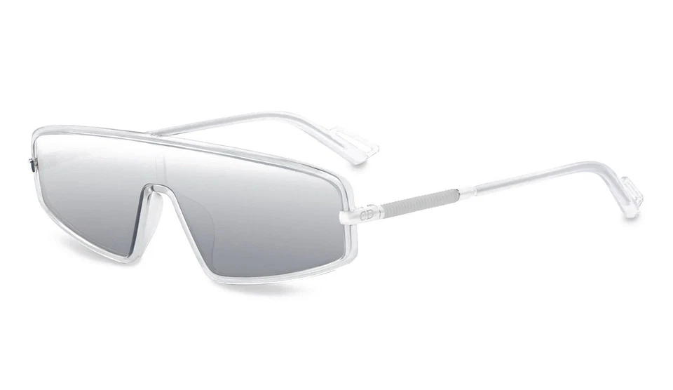 Dior Shield Sunglasses DiorMercure Clear Frame Silver Mirrored AR Lens 9000T 99