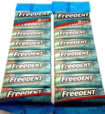 Wrigley's Freedent Gum 8 pack Spearmint 40 Sticks candy ~ Lot of 2 Minty