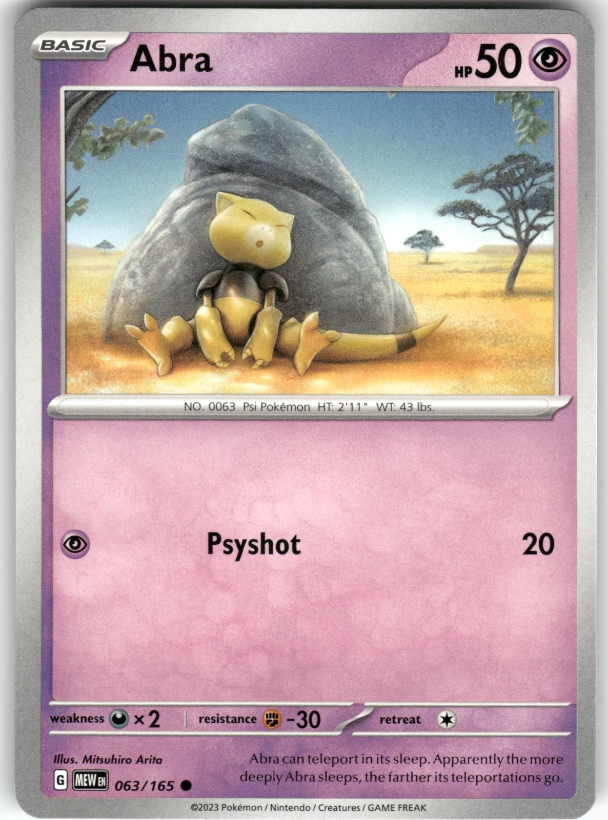 Abra 063/165 Common 151 Pokemon Near Mint