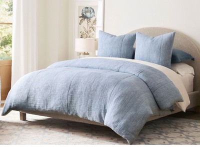 Potterybarn Cloud Duvet Cover King/cal King Steel Blue