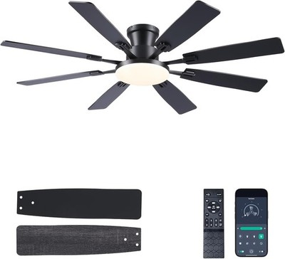 60Inch Ceiling Fan with Lights and Remotes Large Low Profile Flush Mount