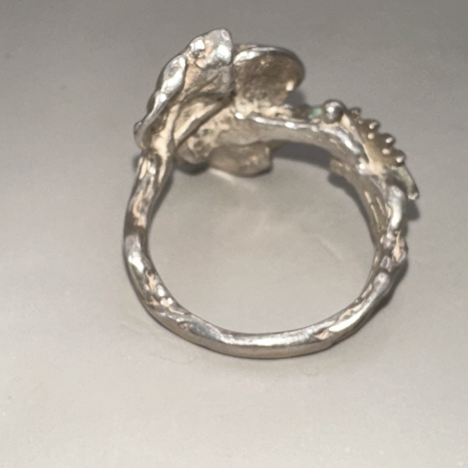 Flower Design Solid Sterling Silver Ring Size 7.5… - image 4