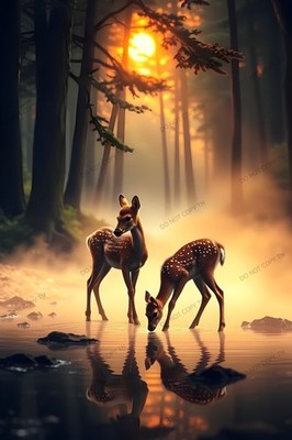 Digital Image Picture Photo Wallpaper Background Desktop Nature Deers AI Art