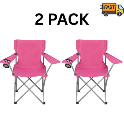 Ozark Trail Quad Camp Chair Pink Blast Portable Folding Chair Pack of 2