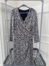 Jessica Howard Silver Lace Dress - Size 12