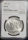 1925 Silver Peace Dollar NGC Certified MS63