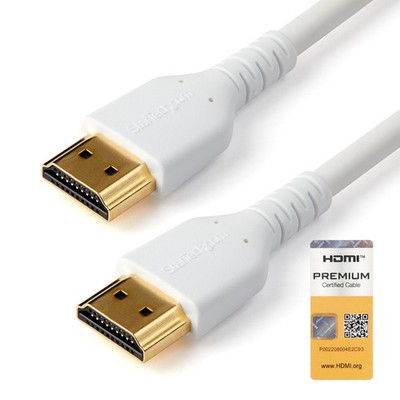 StarTech.com 6ft (2m) Slim HDMI Cable, Flexible Premium 6 ft/2m, White 