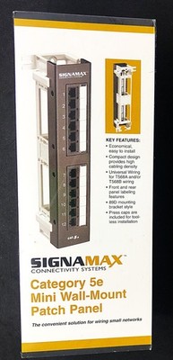 NIB Signamax 12458M CAT5E 12 Port Mini Patch Panel for Wiring Small Networks