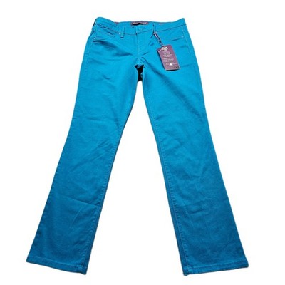Gloria Vanderbilt Sadie Pants Womens 8S Teal Blue Slim Modern Fit Straight Leg