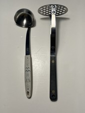 Vintage Flint Stainless Steel Potato Masher and Ladle Lot of 2 USA Made