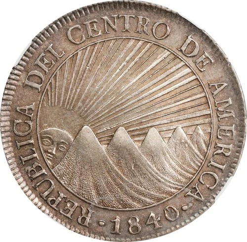 Guatemala, Central American Republic 8 Reales 1840/37-NG MA, NGC AU-55. Nice PQ!