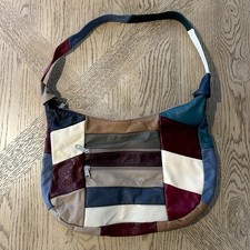 VTG Patchwork Leather Shoulder Bag Purse Made in Mexico 13 x9 Hippie Boho