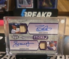 2022 Leaf Lumber Sig Sticks 2  Game Used Bat Auto /12 David Justice Andruw Jones