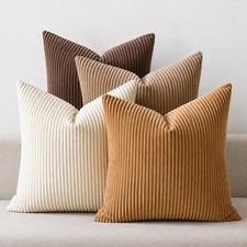 Decorative Corduroy Throw Pillow Covers 20x20 Inch Neutral Brown