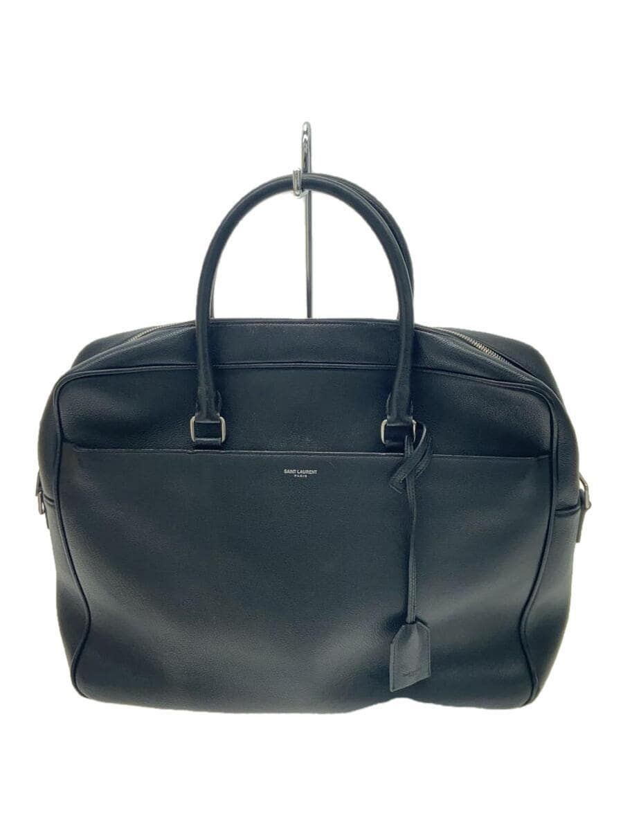 Saint Laurent Vintage Black Leather Duffle Briefcase Bag