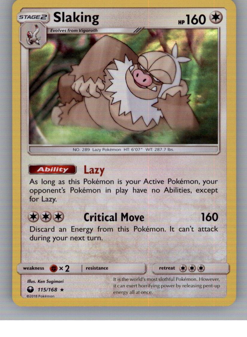 Slaking 115/168 Holo Rare Celestial Storm Pokemon Near Mint
