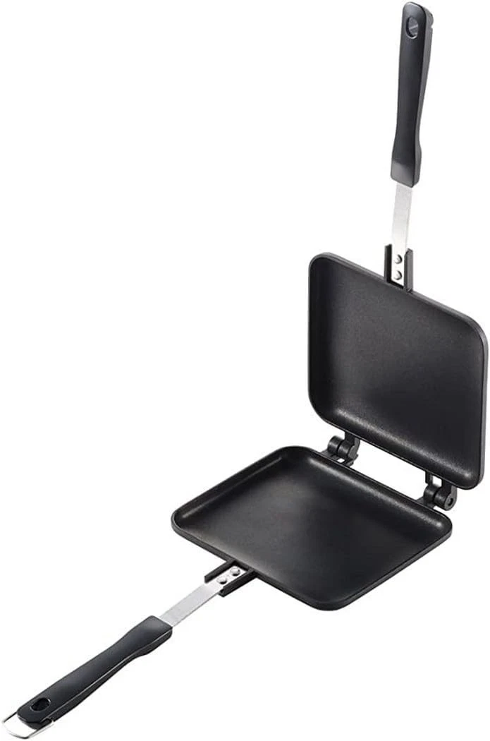 Panini Press Hot Sandwich Maker Non-Stick Panini Grill Pan W/ Handle Aluminum