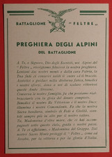CARTOLINA PROPAGANDA BATTAGLIONE FELTRE PREGHIERA ALPINI - N°1  ( C 106 )