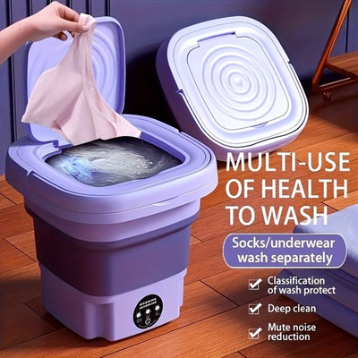 #ad Foldable Mini Washing Machine 2.11 Gal Portable Washer with Spin Dry Purple $36.99
