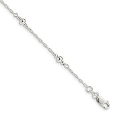 Children's Sterling Silver Fancy Bead Cable Chain Bracelet, 6 Inch