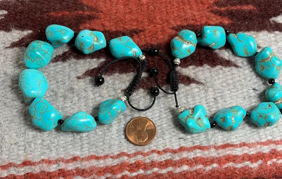 2 Reconstituierte Türkis Nugget Armbänder / $ 0,85 kombiniert S/H (Z120-W2,5) - Bild 1 von 1