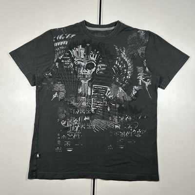y2k Marc Ecko Skull Wings Affliction Style Graphic Shirt Size Medium Goth Grunge