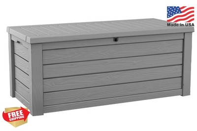 Keter Westwood 150 Gallon Resin Large Outdoor Storage Box for Patio Furniture, O