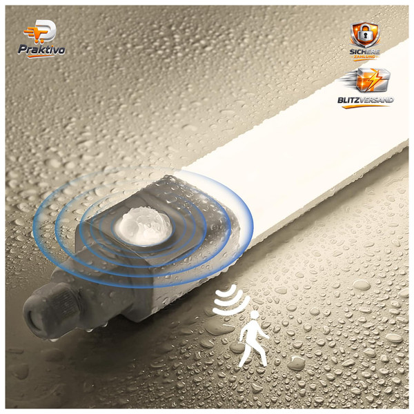 LED Feuchtraumleuchte 60Cm 18W 1800LM Mit Bewegungsmelder IP65 Wasserfest-image