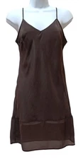 Gold Hawk Chocolate Brown Silk Chemise Slip Dress Womens S Y2K Style Glam Luxury