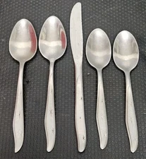 Mar-crest USA Flatware Atomic Starburst Citation MCM 4 Spoons And 1 Knife