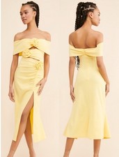 Elliatt Sardinian Rosettes Cutout Midi Dress Butter Yellow Women’s Size Large
