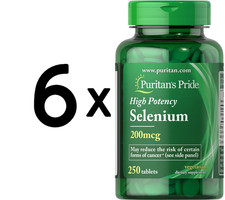 6 x Puritans Pride Selenium, 200mcg - 250 tablets (53,30 EUR/kg)