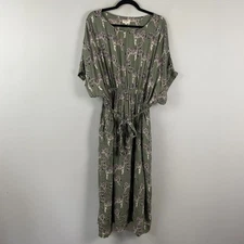 World Market Zebra Novelty Print Midi Dress in Sage Green Size L/XL