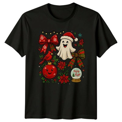 Weihnachten Urlaub Geist Kardinal Schneekugel Herren T-Shirt Damen Tee Grafik Top