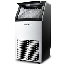 EUHOMY Commercial Ice Maker Machine,120lbs/24H Stainless Steel Under Counter