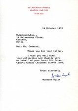 WOODROW WYATT - TYPED LETTER SIGNED 10/14/1976