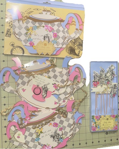 Alice in Wonderland Bunting Tea Party Mad Hatter Banner & Party Picks 9 Of 12