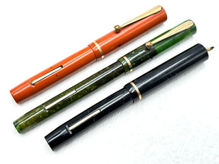 3 LOT VINTAGE c1929 SHEAFFER FLAT TOP LEVER FILL FOUNTAIN PENS 14K RESTORE?