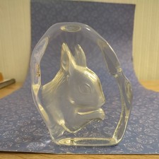 Crystal d'Arques France Frosted Textured Glass Squirrel Paperweight
