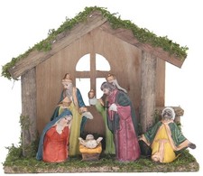 Christmas Nativity Set Wood / Porcelain