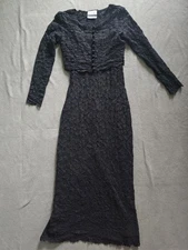 Vinatge MICHI Collection Petites Stretchy Lace Dress & Cardigan Set Sz. Sm Black