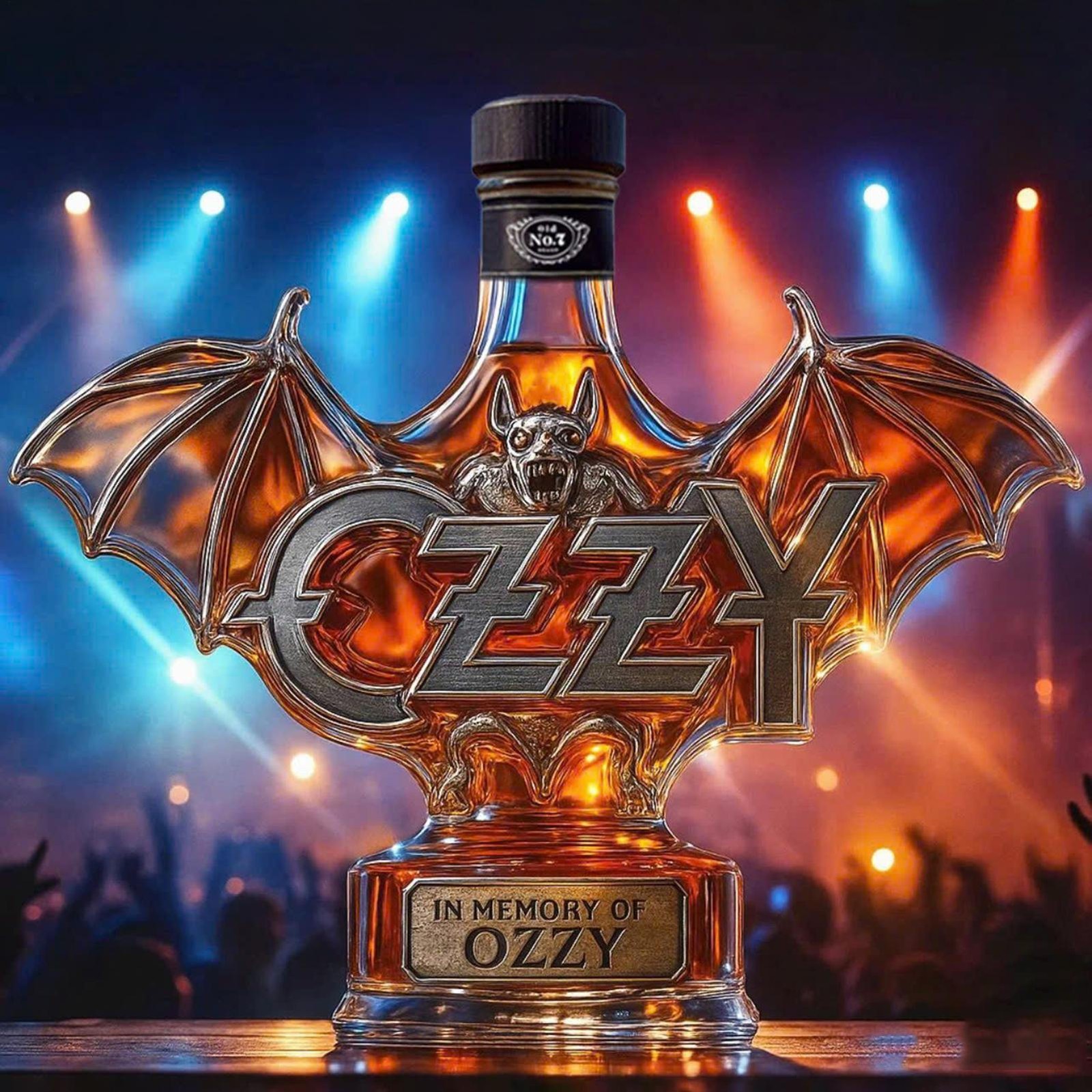 In Memory Of Ozzy Whiskey Bottle Osbourne Wing Glass Decanter Unique Gift 300ml