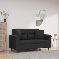 2-Sitzer-Sofa Mit Zierkissen Schwarz 120 Cm Kunstleder