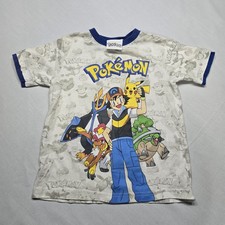 Pokemon 2009 All Over Print Pickachu Graphic Tshirt Double Sided Youth 7 Y2K