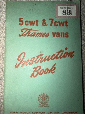 Ford 5cwt & 7cwt Thames Vans 300E ~ Anleitung Handbuch Handbuch ~ 1956 BR83