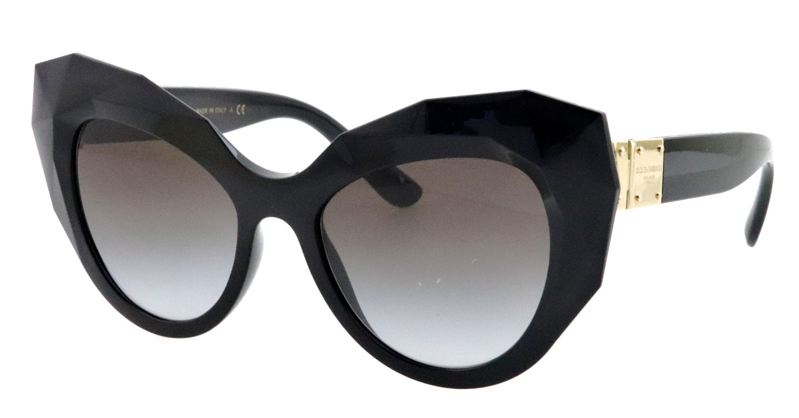 DOLCE & GABBANA DG6122 501/8G 52mm Black Oversized Cat Eye Sunglasses Italy
